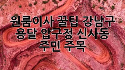원룸이사 꿀팁🍯: 강남구 용달, 압구정 신사동 주민 주목! 👀